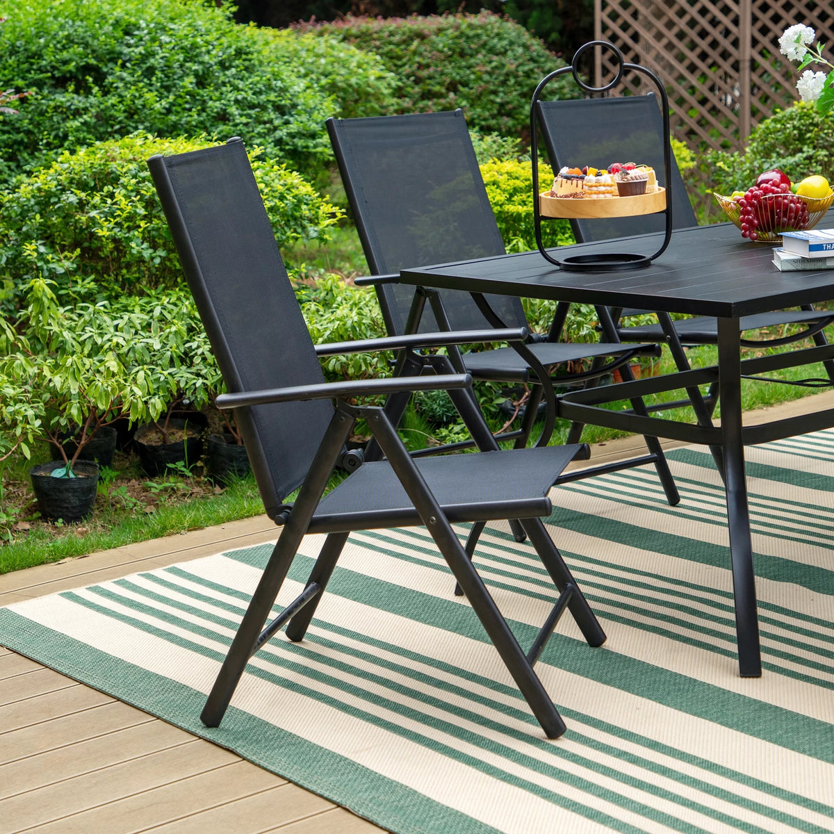 7-Piece Outdoor Patio Dining Set with Folding Sling Chairs & Table O568193