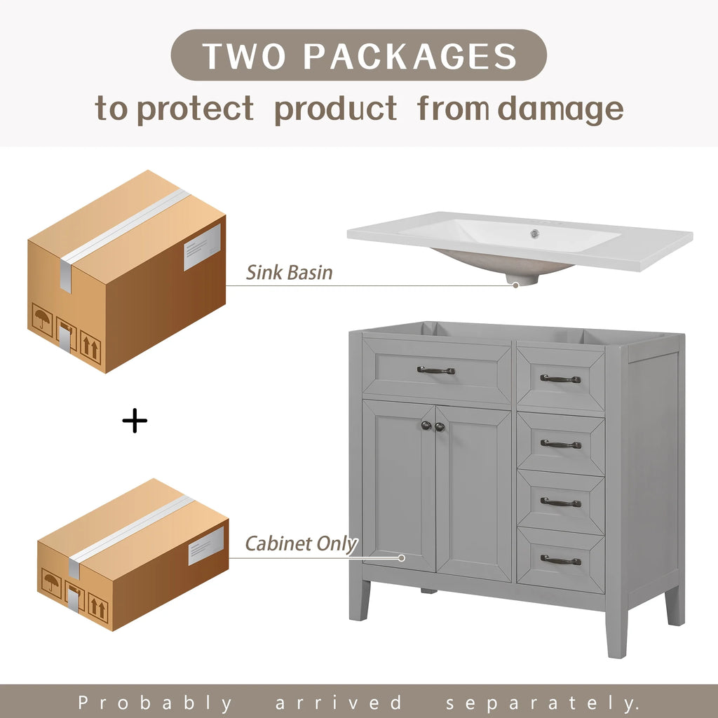 36" Grey Bathroom Vanity with Sink Combo G68731