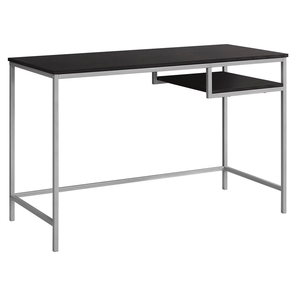 Computer Desk, 48"L, Brown Laminate, Grey Metal O995