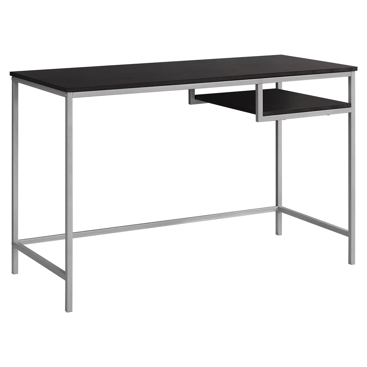 Computer Desk, 48"L, Brown Laminate, Grey Metal O995