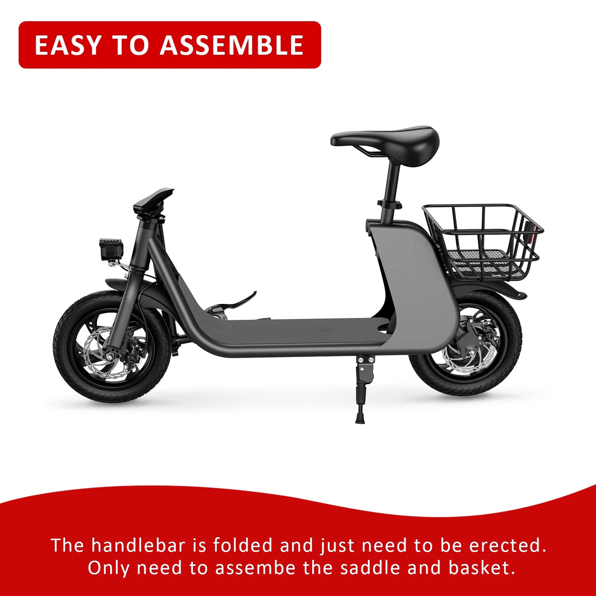 Foldable Electric Scooter with Seat and Carry Basket B122