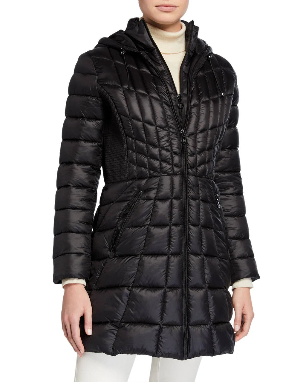 Black Hooded Packable Puffer Coat G789