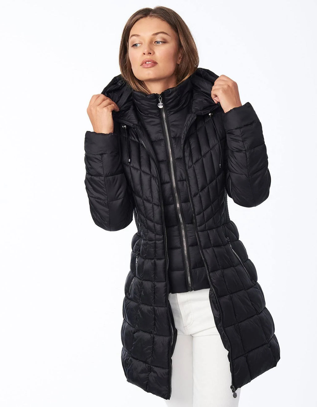 Black Hooded Packable Puffer Coat G789