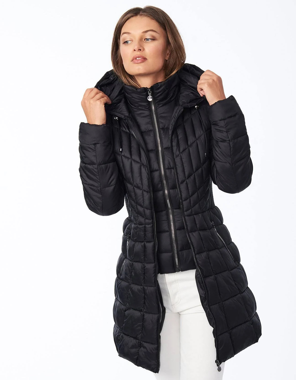 Black Hooded Packable Puffer Coat G789