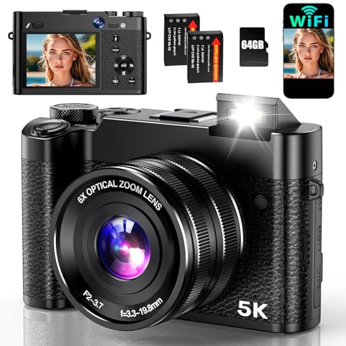 5K Digital Camera 64MP 6X Optical Zoom Autofocus Dual-Lens T43441
