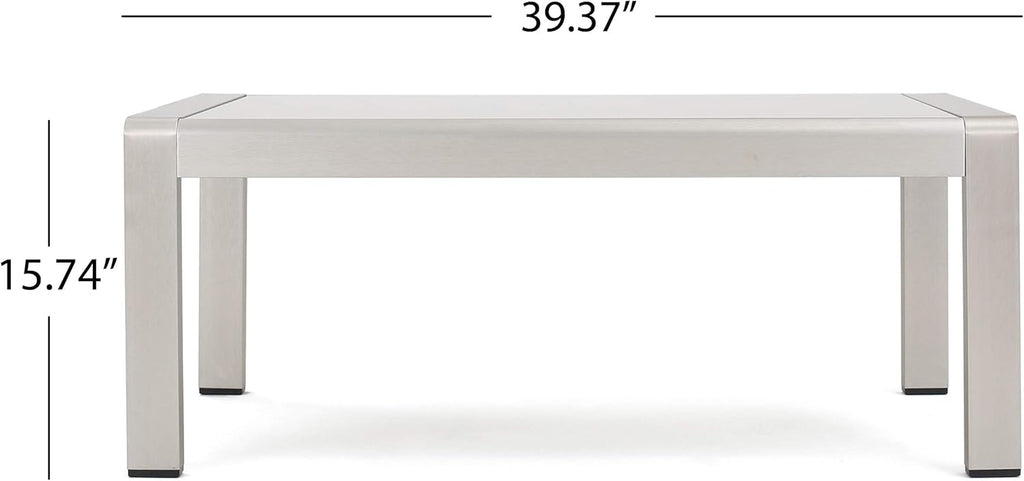 Silver Aluminum Coffee Table with Glass Top O49320