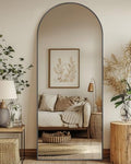 71"x32" Arched Black Full Length Mirror with Stand H8632