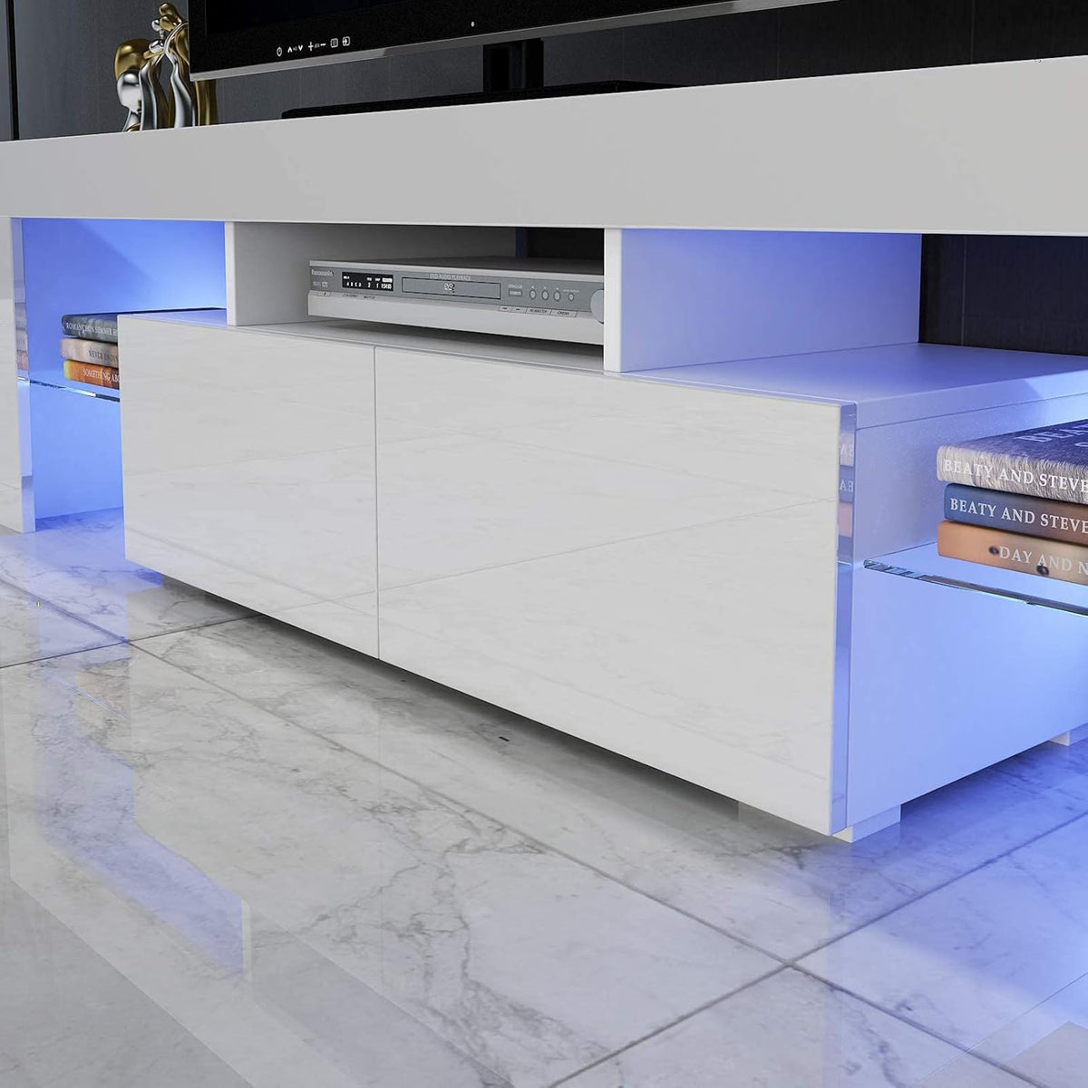 White High Gloss TV Cabinet with Storage and 2 Drawers J34769