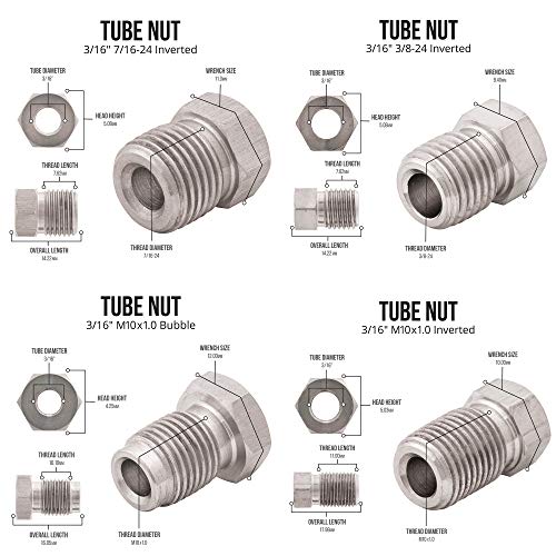 25 ft 3/16 316L Stainless Steel Brake Line Tubing Coil and Fitting Kit M11254