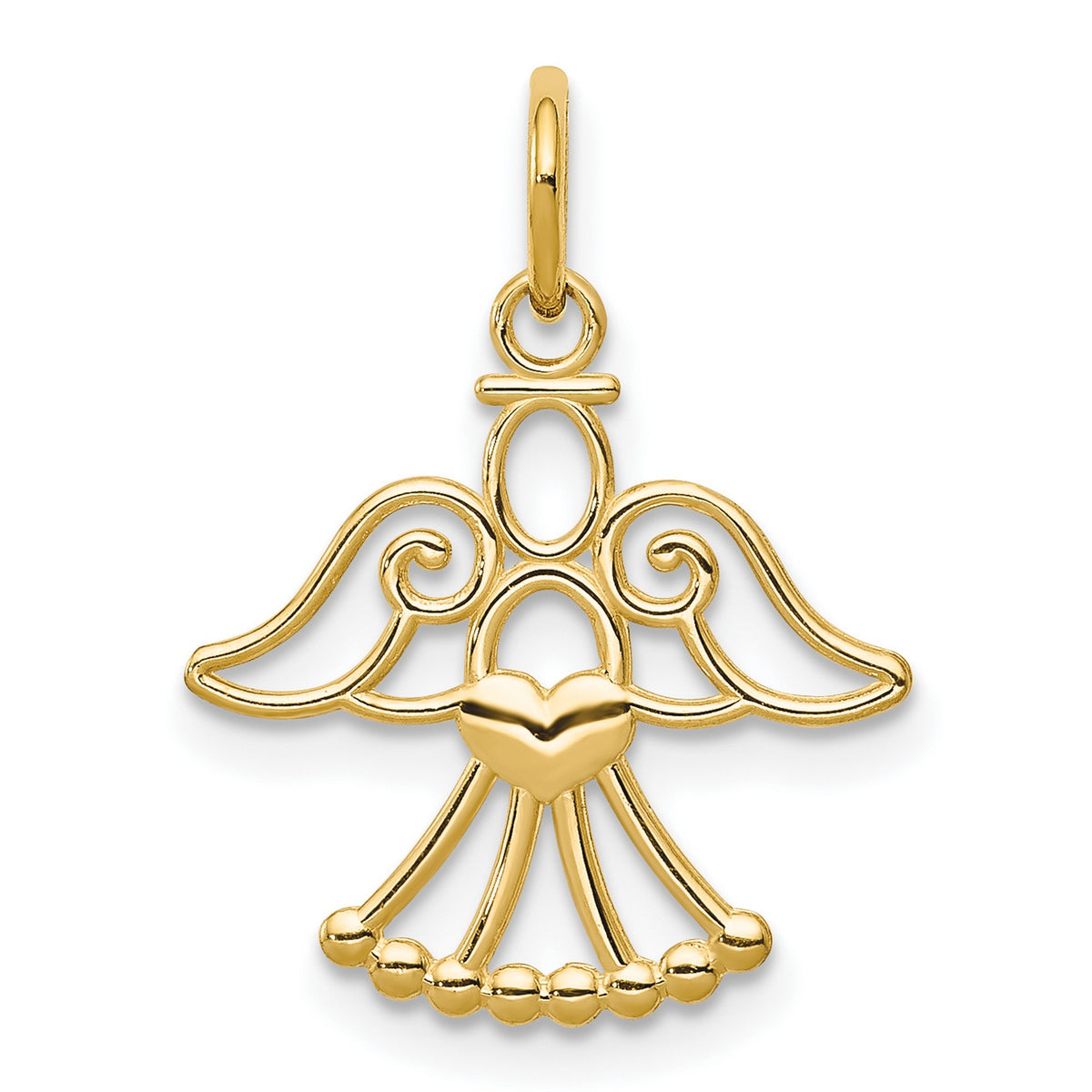 14k Yellow Gold Angel With Heart Pendant M35147