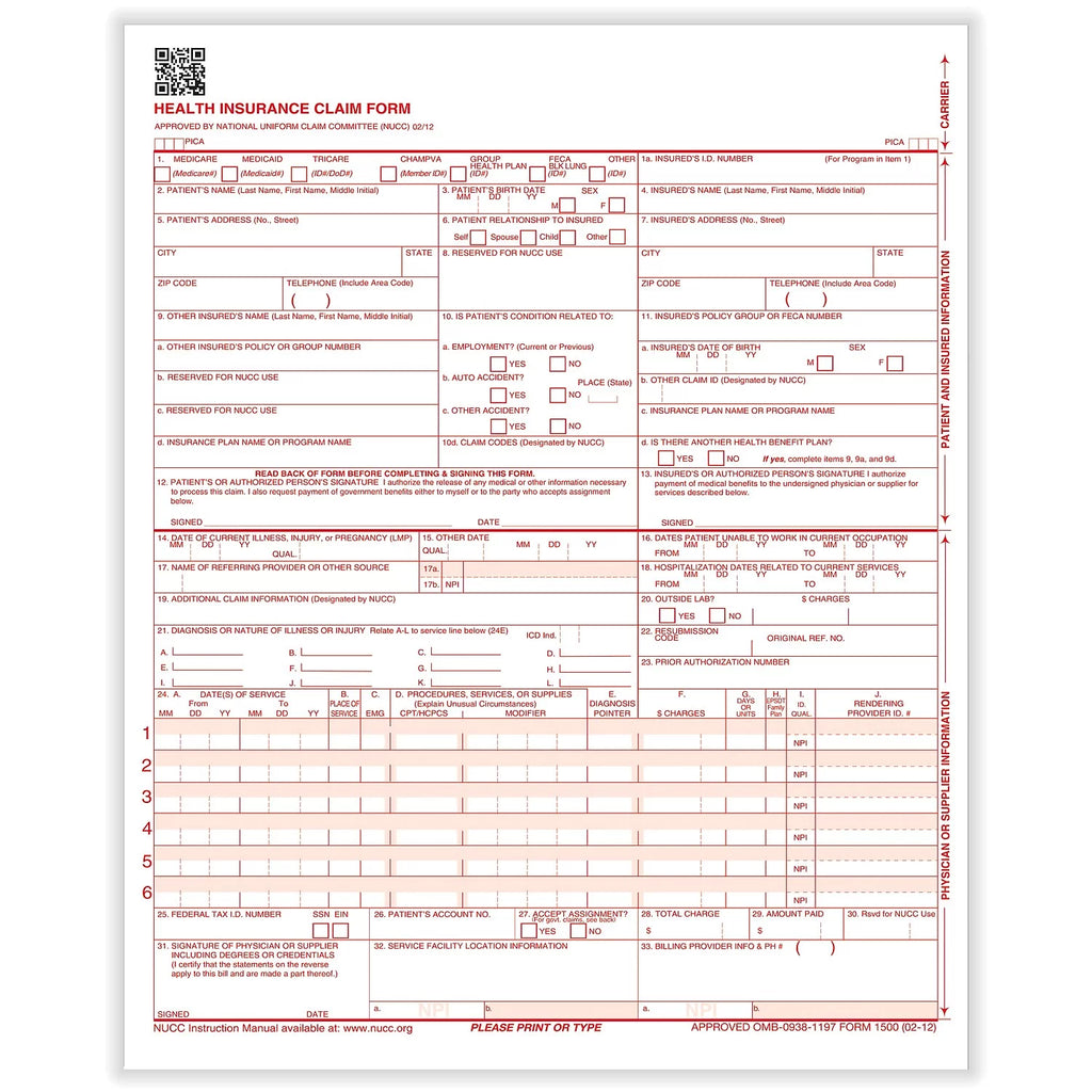 CMS-1500 Health Insurance Claim Form F1771
