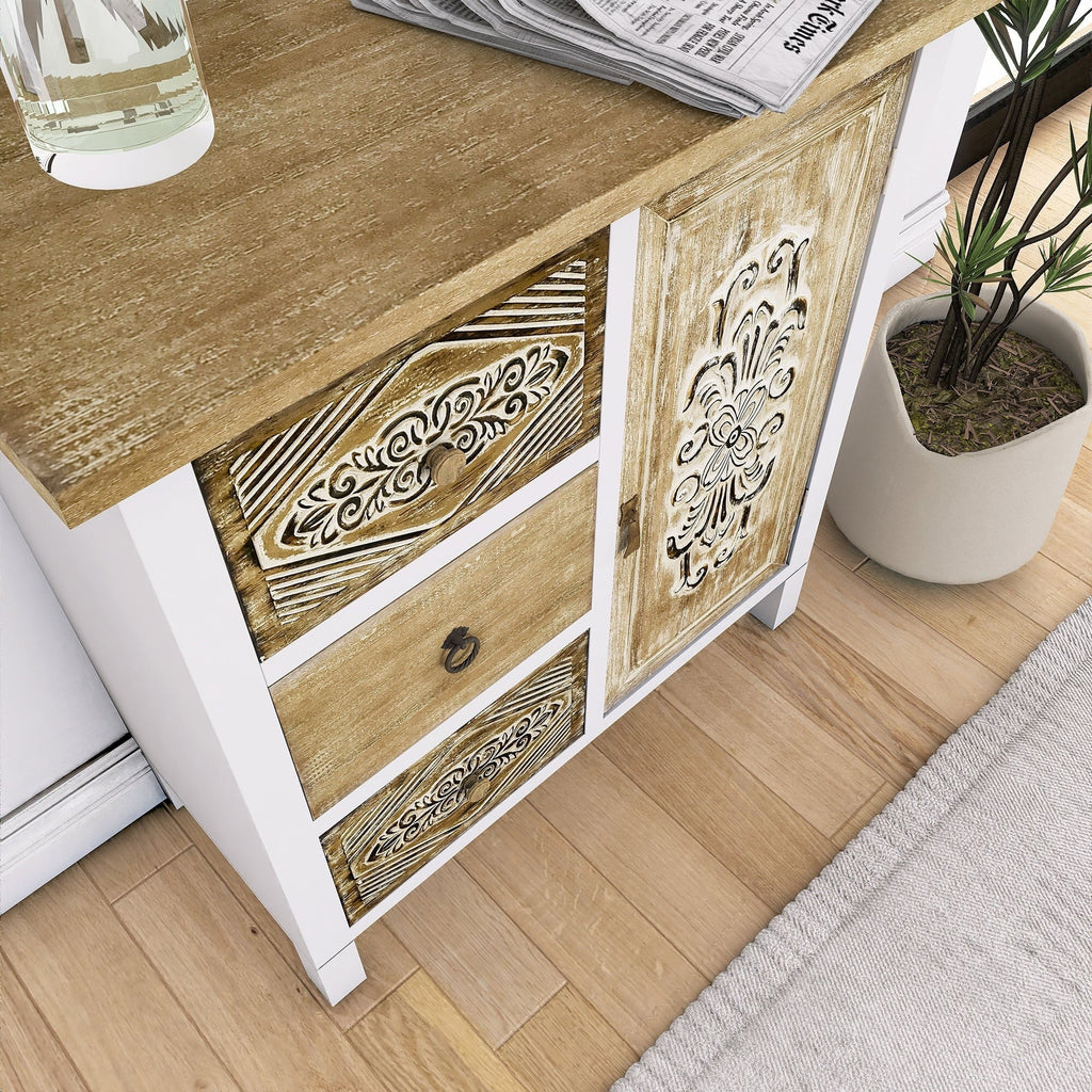 White Washed Wood 1-Door Accent Cabinet Y997