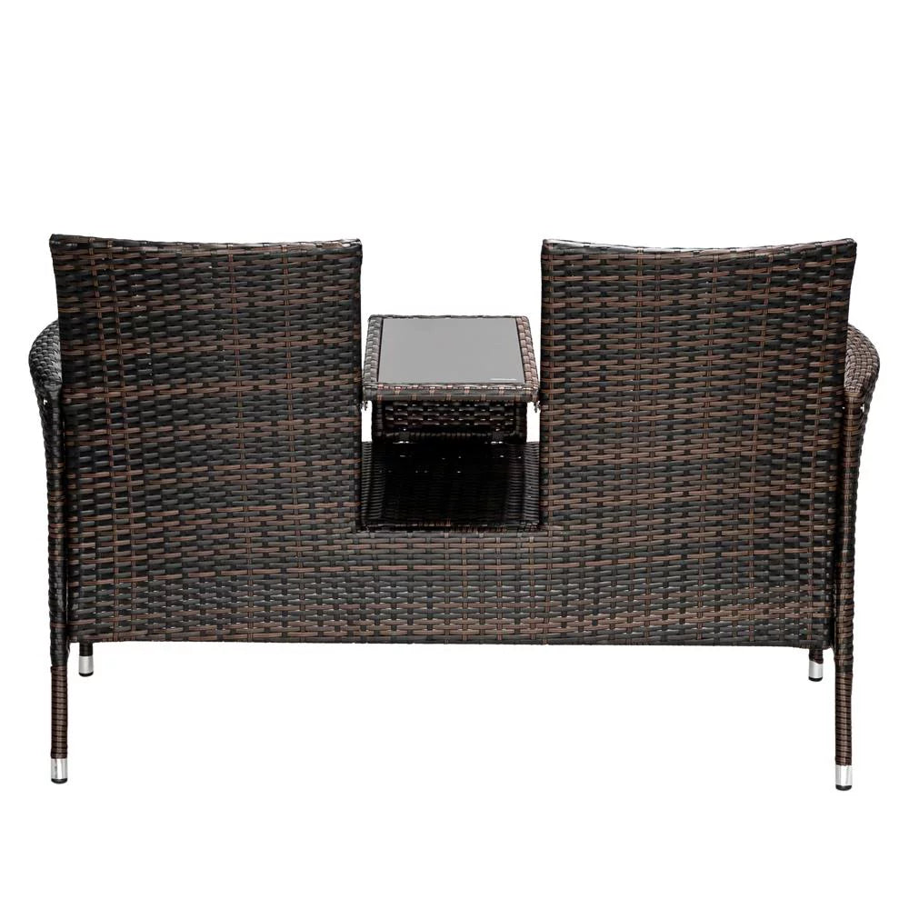 Rattan Wicker Chairs with Table and Two Removable Cushions Q35809
