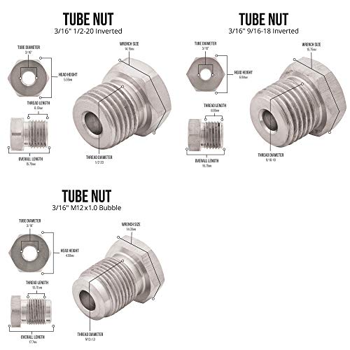 25 ft 3/16 316L Stainless Steel Brake Line Tubing Coil and Fitting Kit M11254