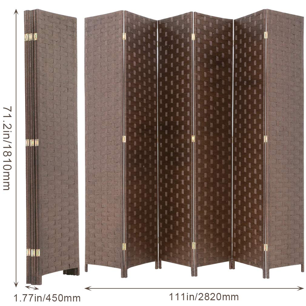Brown Wood Mesh Folding Room Divider Screen W223