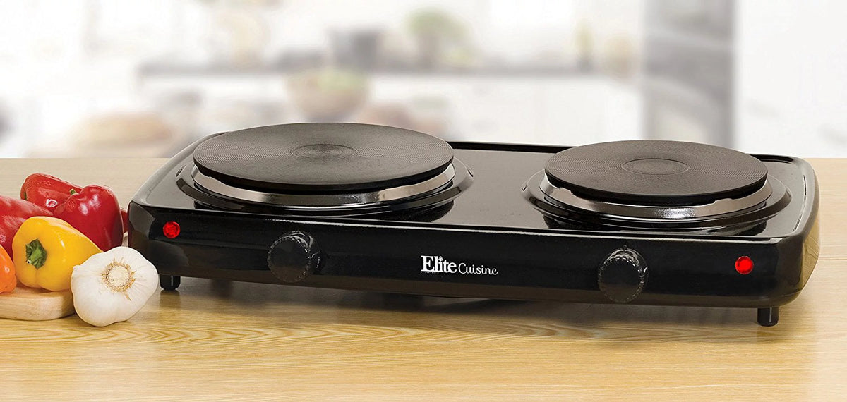 Electric Double Cast Burner Hot Plate Black W239974