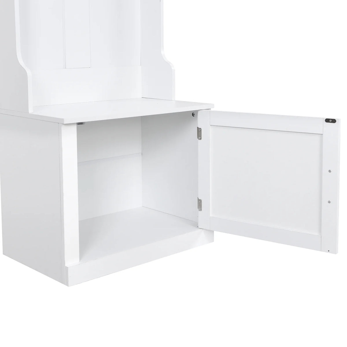 White Storage Bench with Coat Rack H717