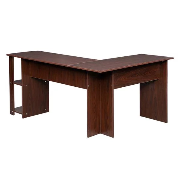 L-Shaped Corner Computer Desk with Bookshelf N1607