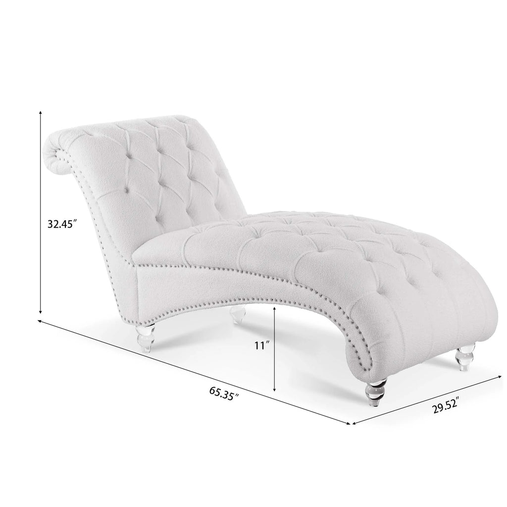 White Tufted Armless Chaise O63513