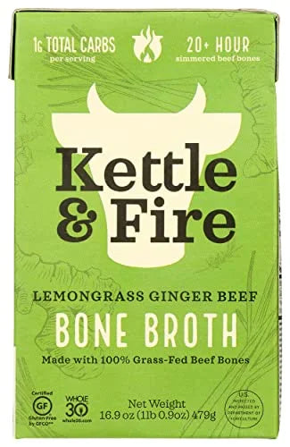 Organic Lemongrass Ginger Beef Bone Broth 16.9 Fluid Ounce Pack of 6 V865