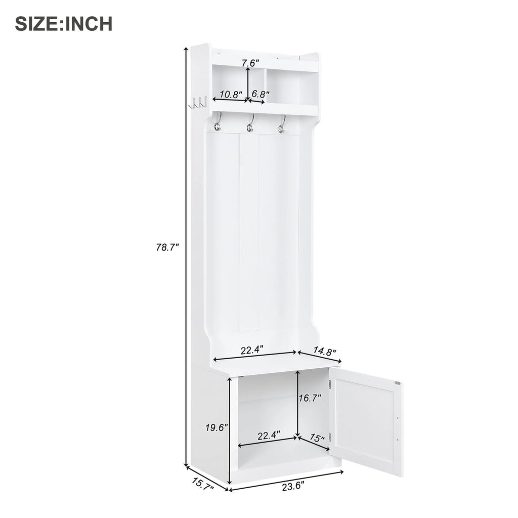White Storage Bench with Coat Rack H717