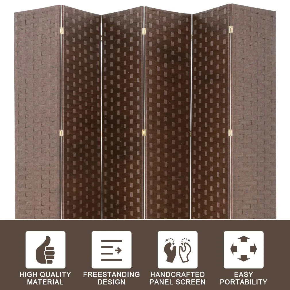 Brown Wood Mesh Folding Room Divider Screen W223