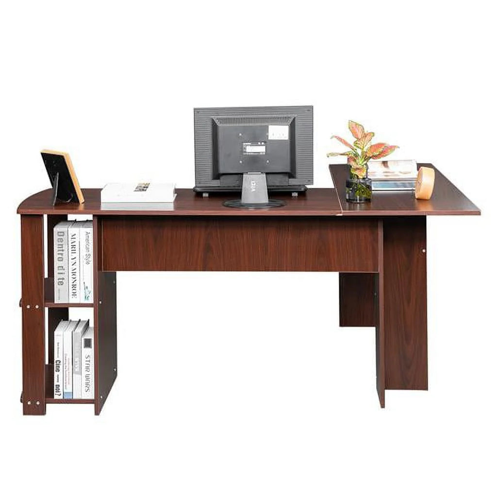 L-Shaped Corner Computer Desk with Bookshelf N1607
