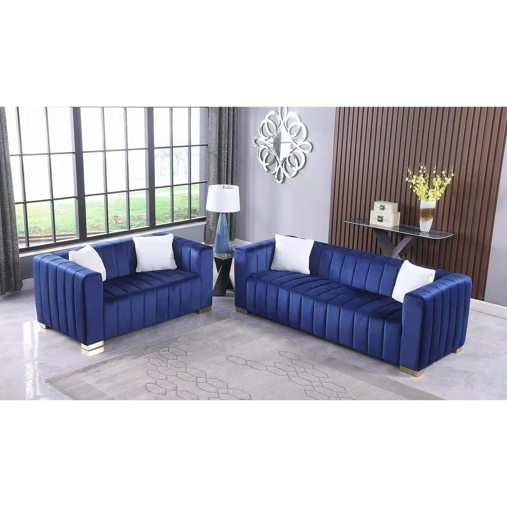 Navy Blue Velvet Sofa P1199