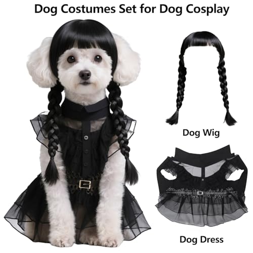 Black Dog Costume with Wig and Belt H813225