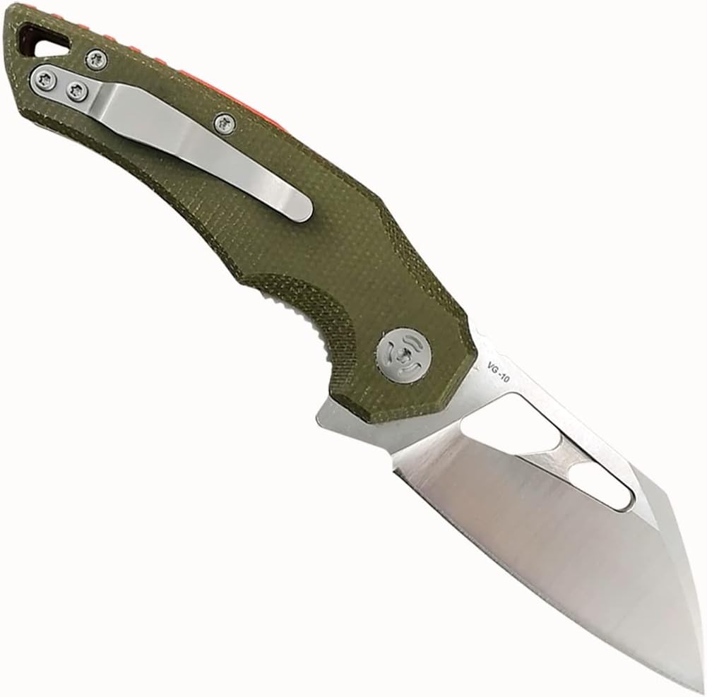 OD Green Folding Pocket Knife VG10 Stainless Steel 2.75 Blade Wharncliffe Textured G10 Scales Liner Lock Flipper G697345