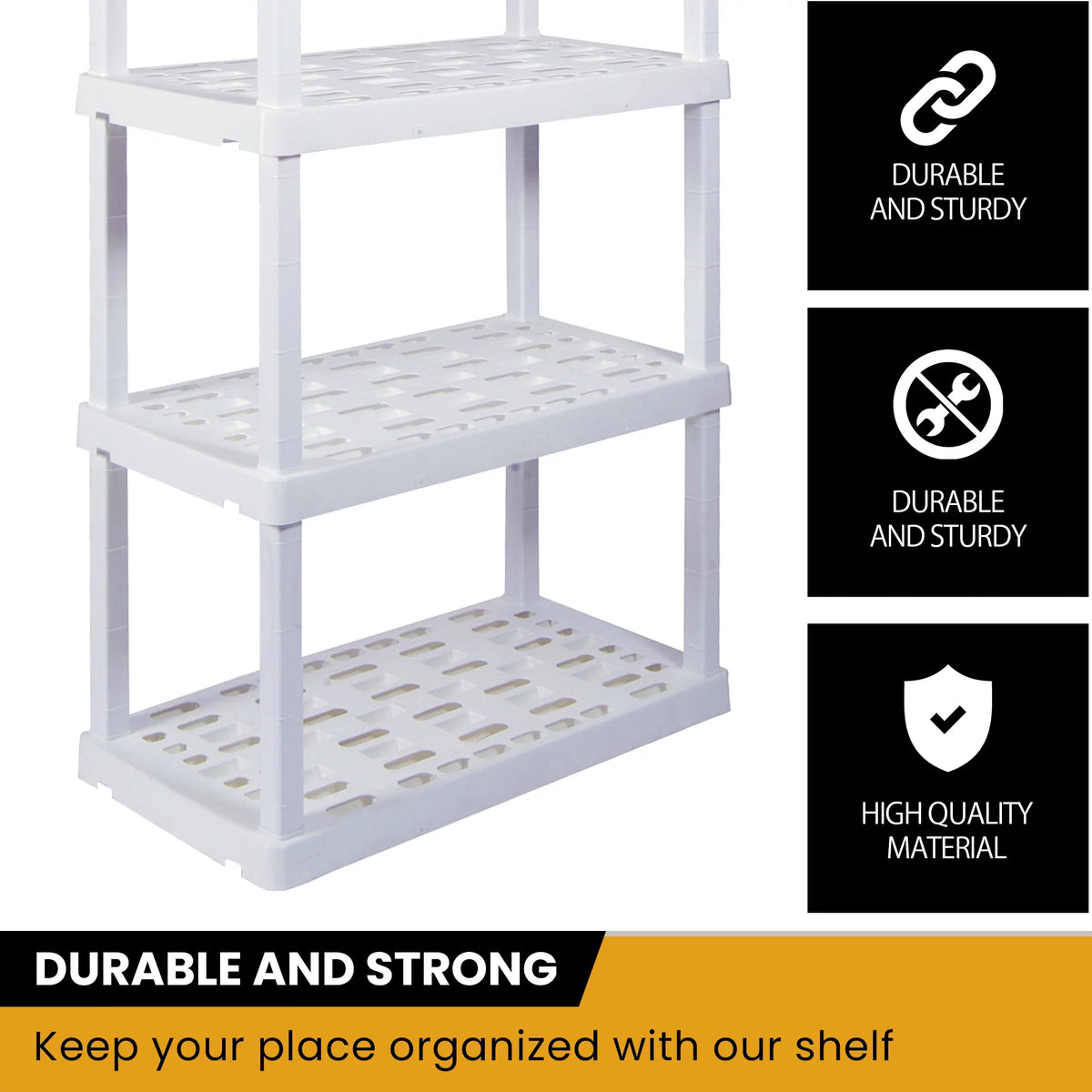 5 Shelf White Plastic Garage Shelves 750 lbs Capacity X858