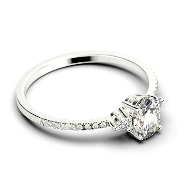 14K White Gold 3 Stone Ring I7905
