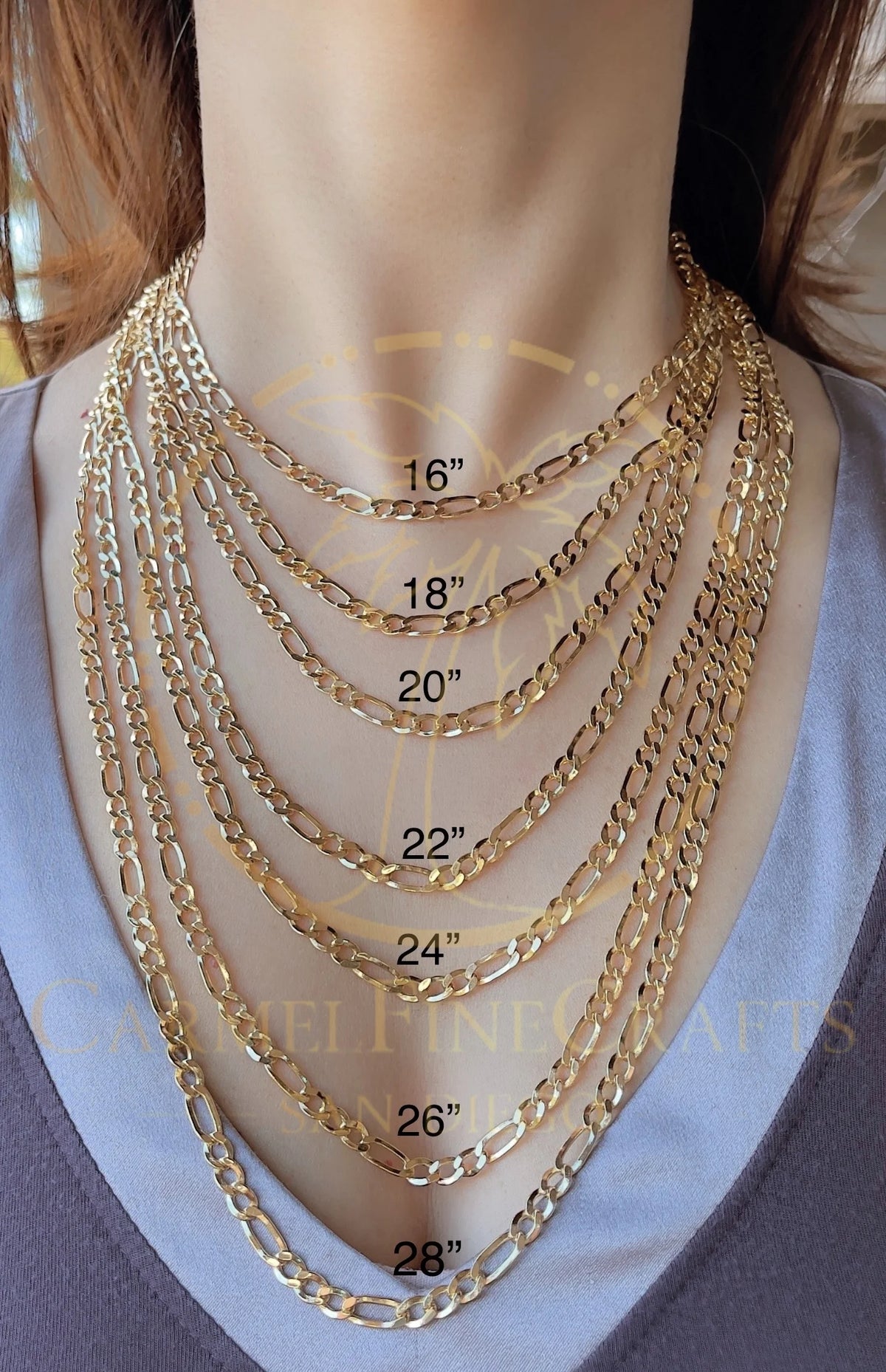 Figaro Link Chain Necklace 16" - 24" R888