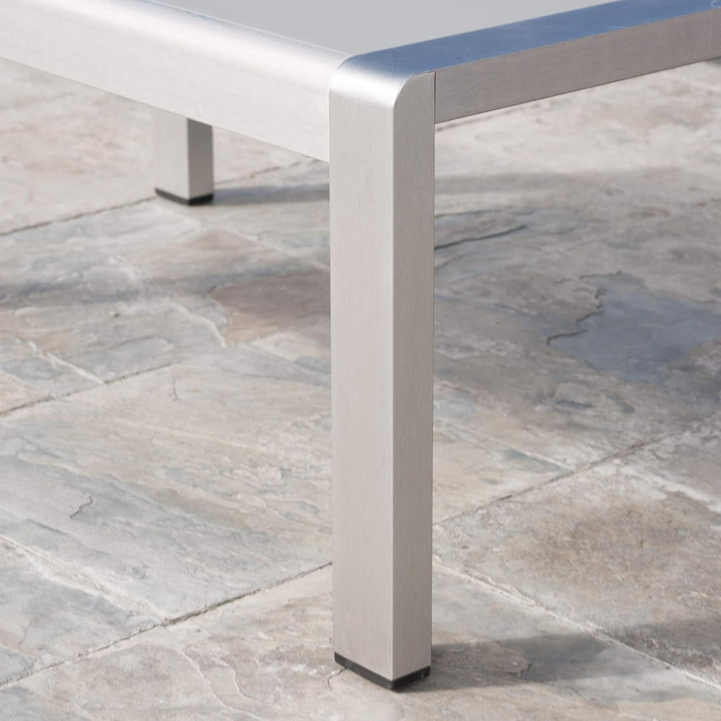 Silver Aluminum Coffee Table with Glass Top O49320
