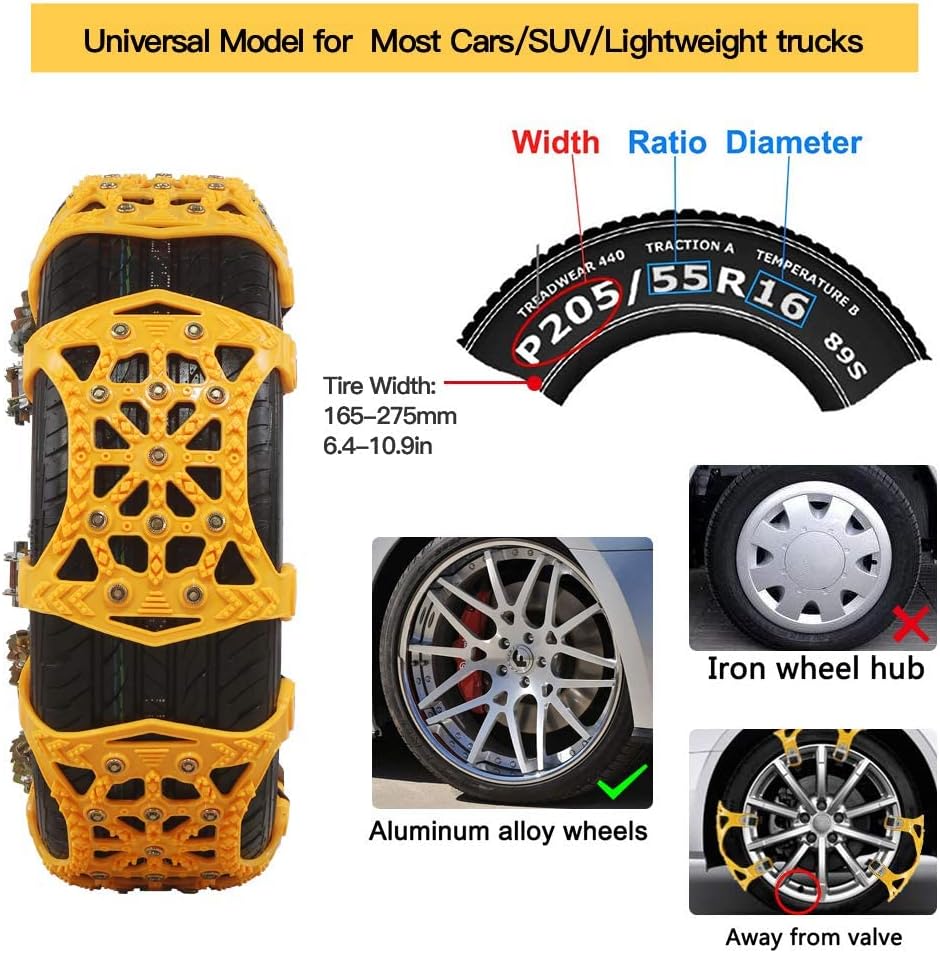Adjustable Anti-Skid Snow Tire Chains Pack of 2 O468745