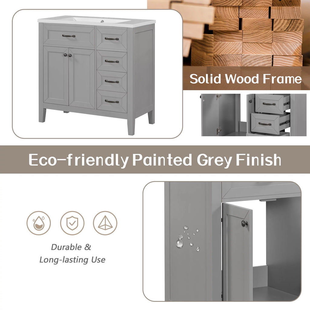 36" Grey Bathroom Vanity with Sink Combo G68731