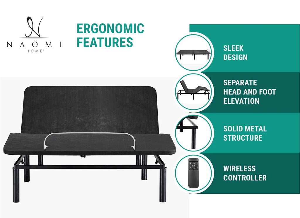 Twin XL Black Adjustable Bed Frame with Remote T216228