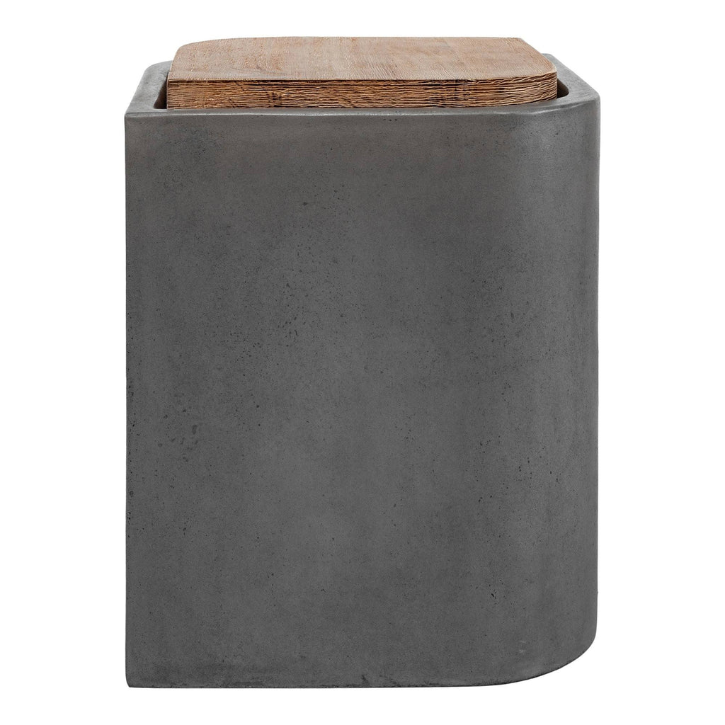 Modern Acacia Wood Top and Concrete Stool M5053