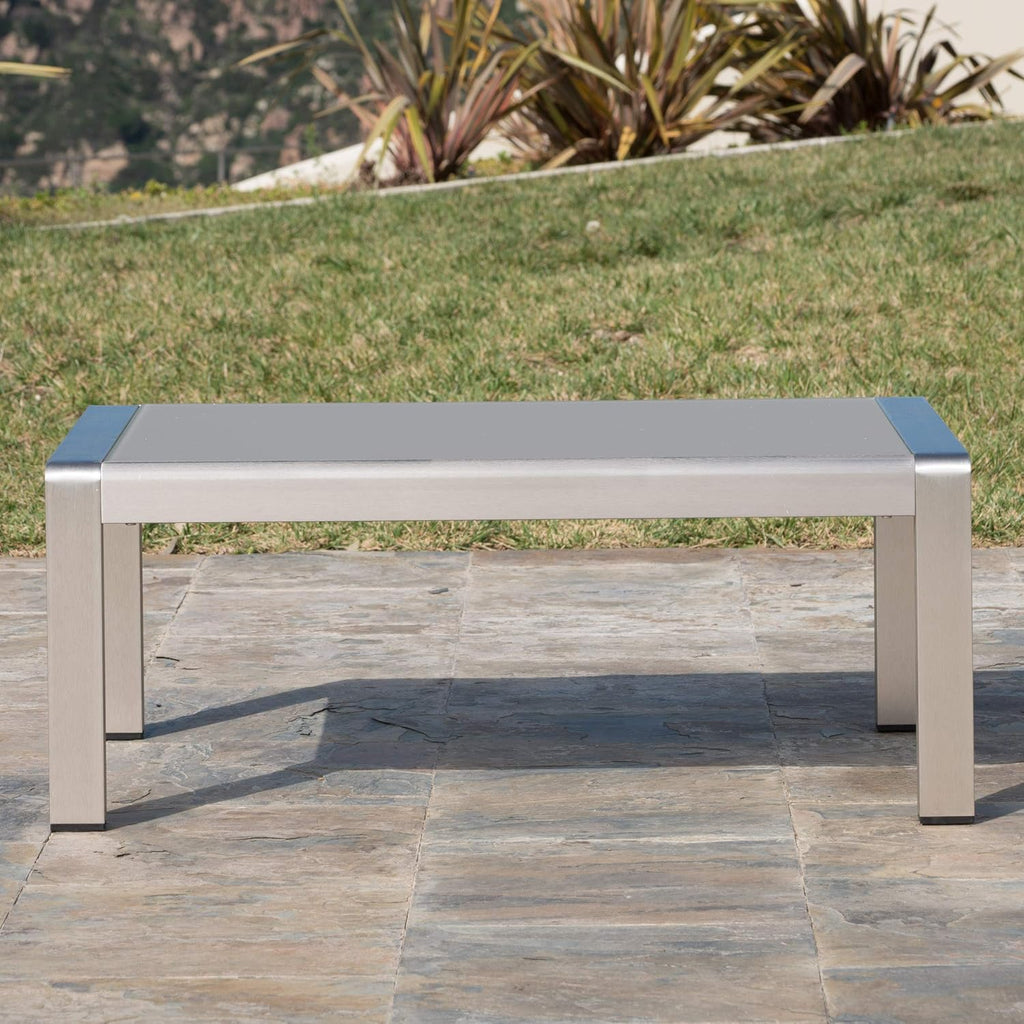 Silver Aluminum Coffee Table with Glass Top O49320