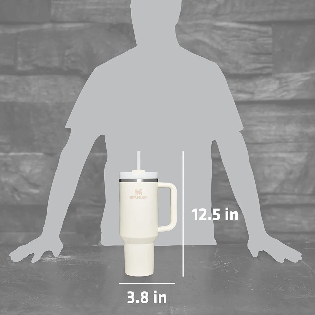 Stainless Steel Vacuum Insulated Tumbler with Lid and Straw, Cream, 40 oz H46683