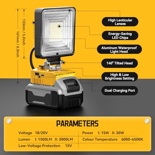 18V Cordless LED Work Light with USB & Type C Charging Port C11838