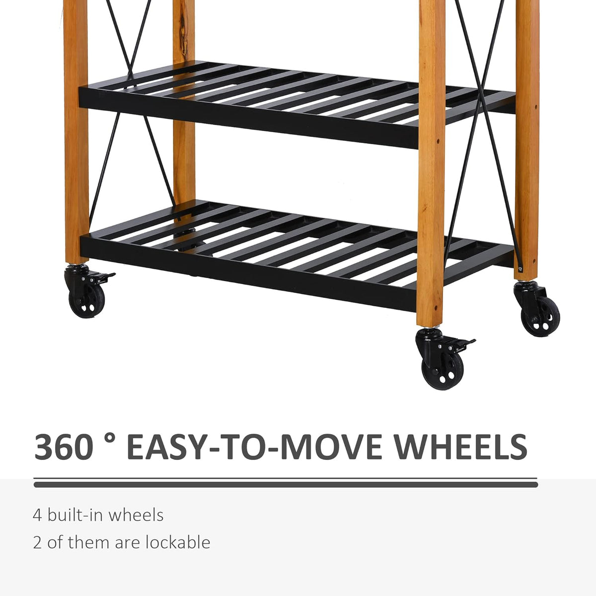 Kitchen Island Cart with 2 Drawers and Open Storage Shelves T9530