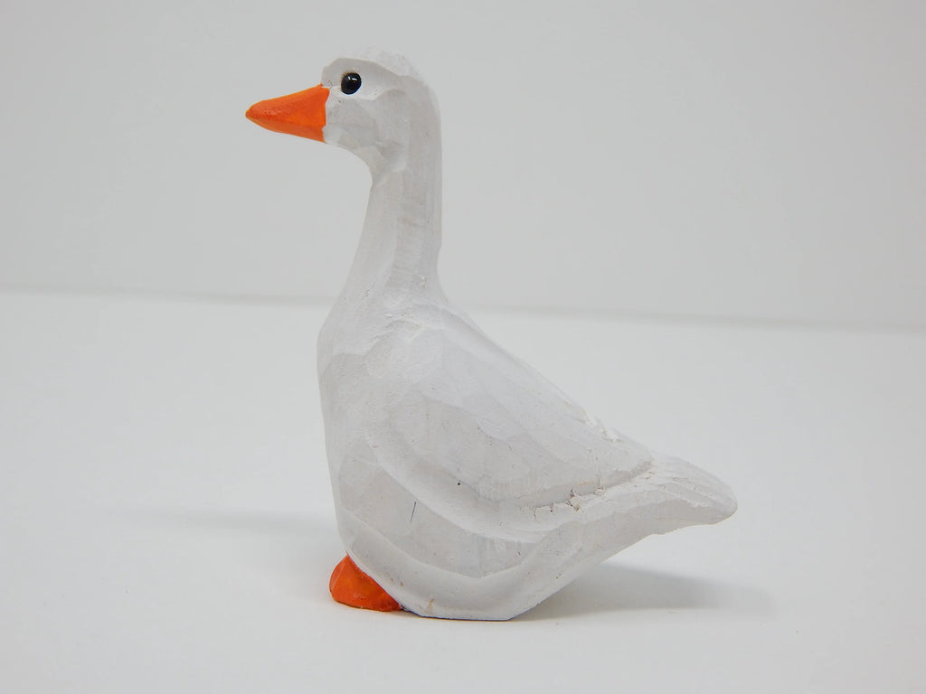 White Goose Handmade Wood Carved Figurine Collectible B798