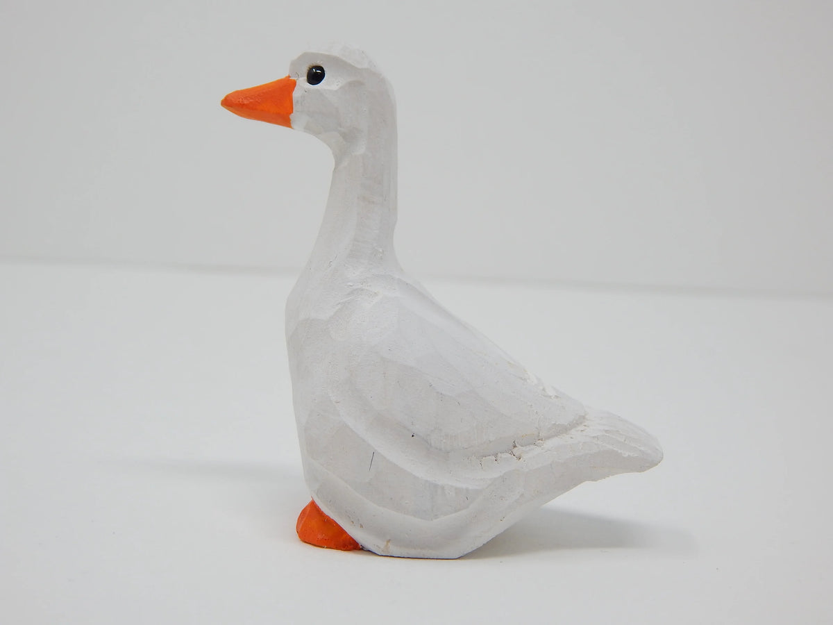 White Goose Handmade Wood Carved Figurine Collectible B798