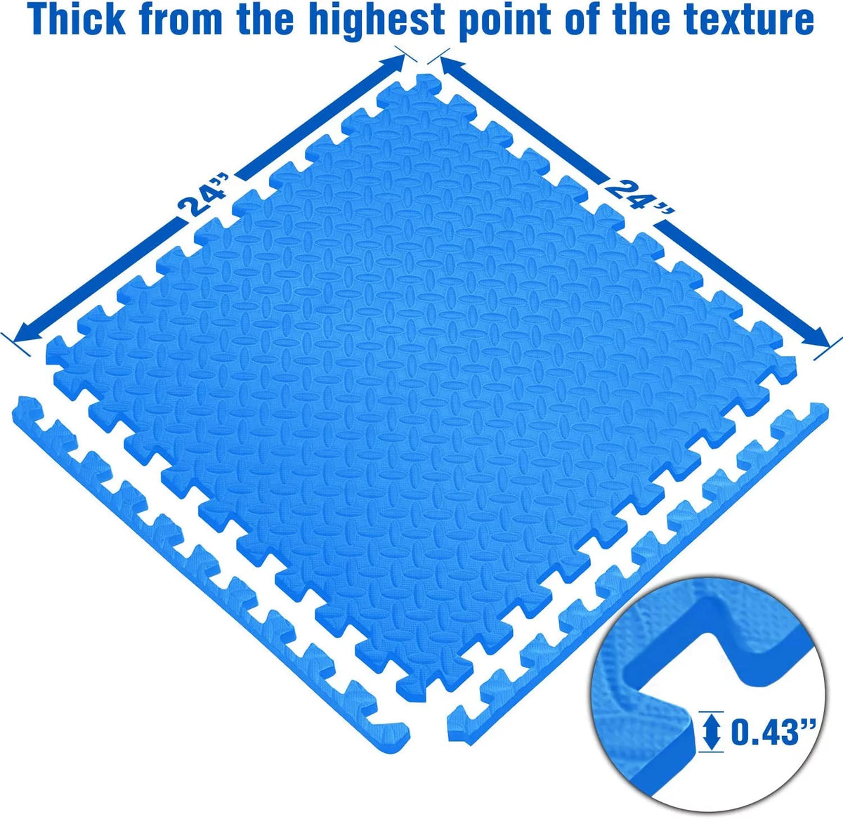 6 pcs Interlocking Exercise Foam Mats 3/8 inch Black N86024
