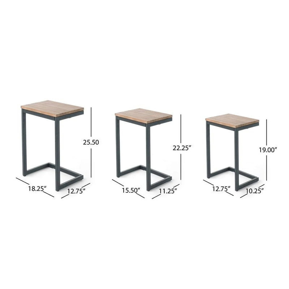 Fir Wood Outdoor C-Shaped Patio End Table X3112