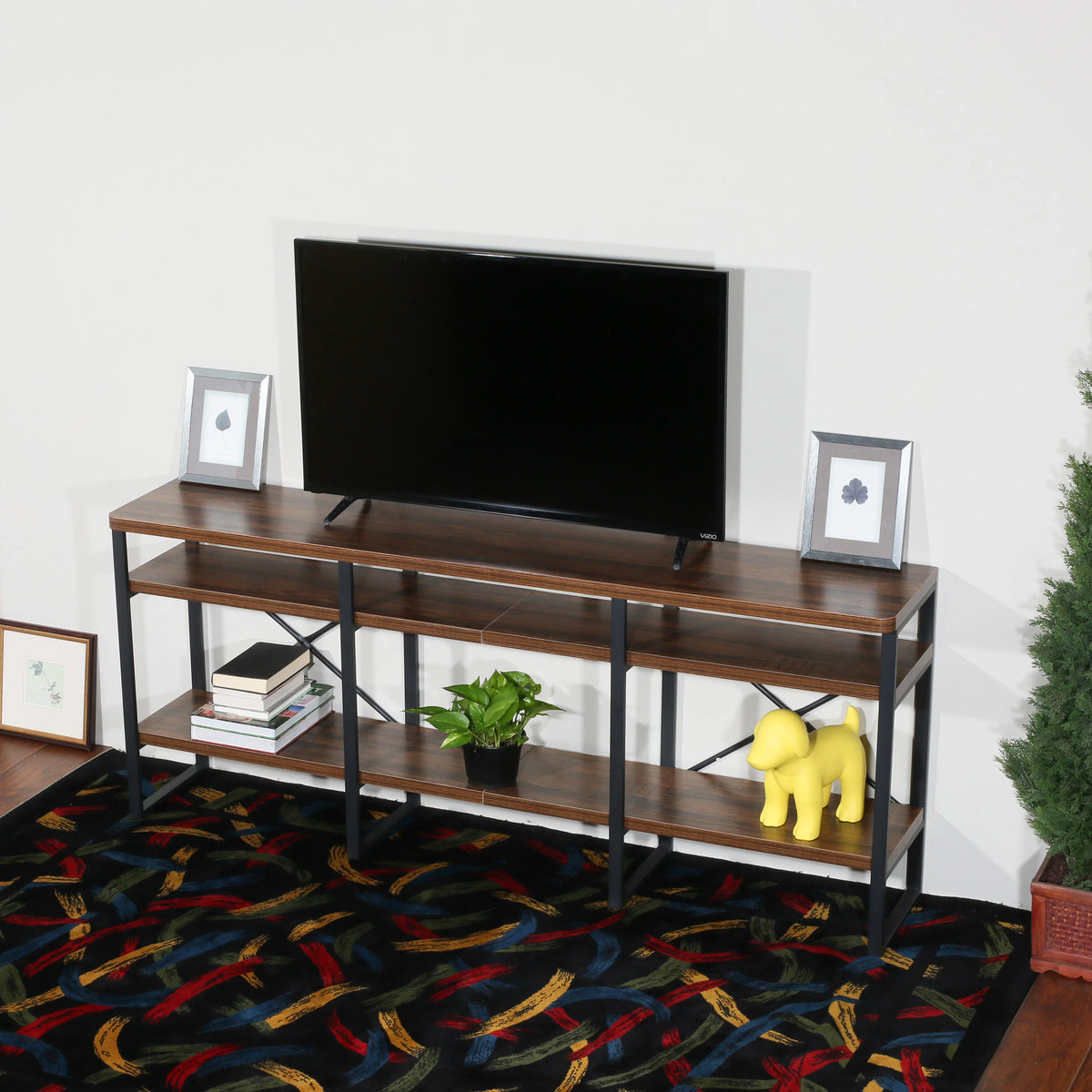 70" TV Stand with Wood Shelves R52371