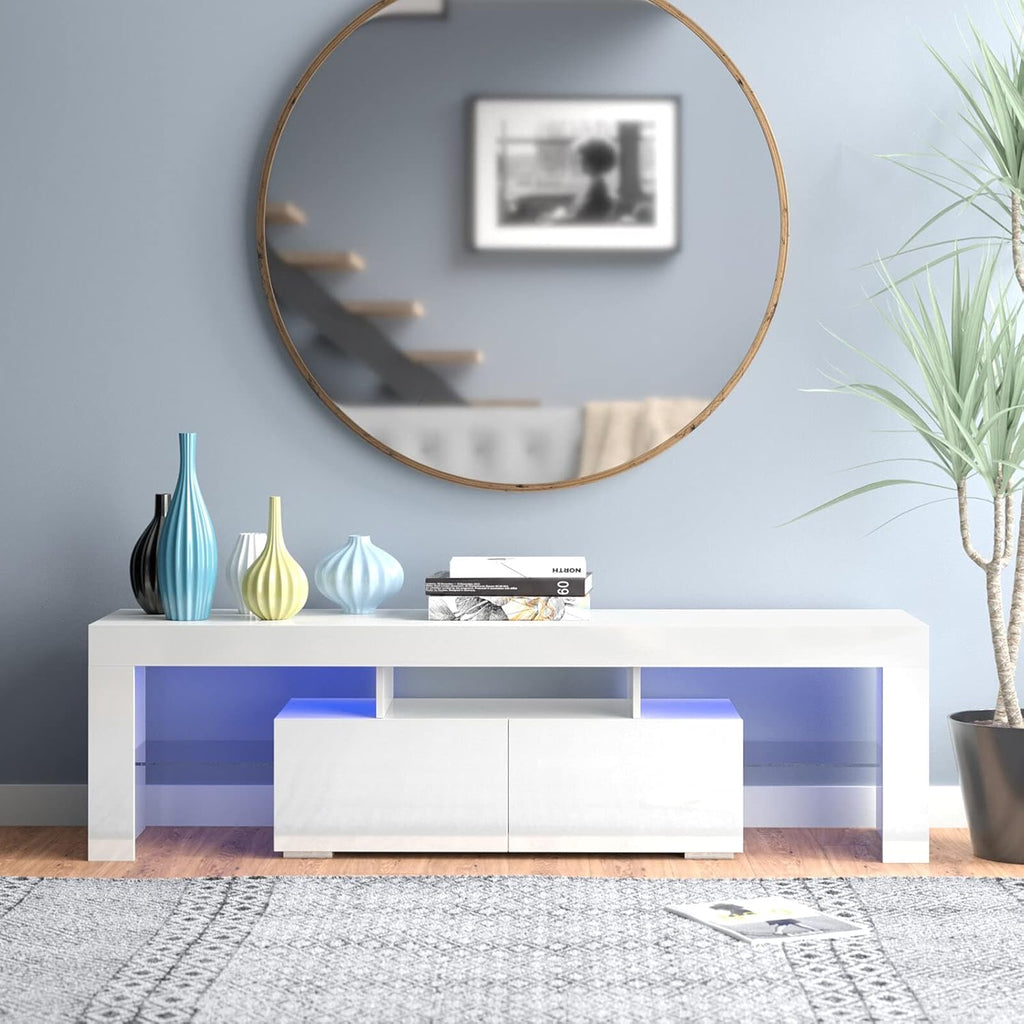 White High Gloss TV Cabinet with Storage and 2 Drawers J34769