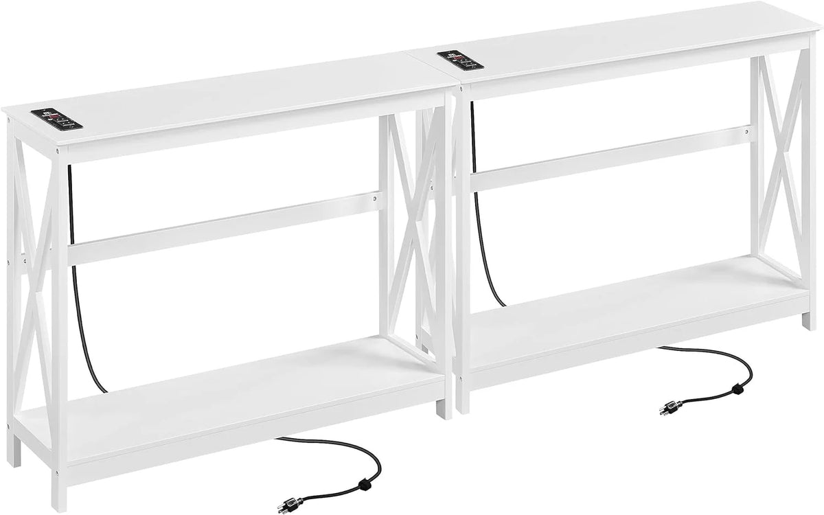 Black Console Table with Outlets and USB Ports W6687