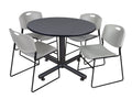 Grey Round Breakroom Table & 4 Stack Chairs O4520